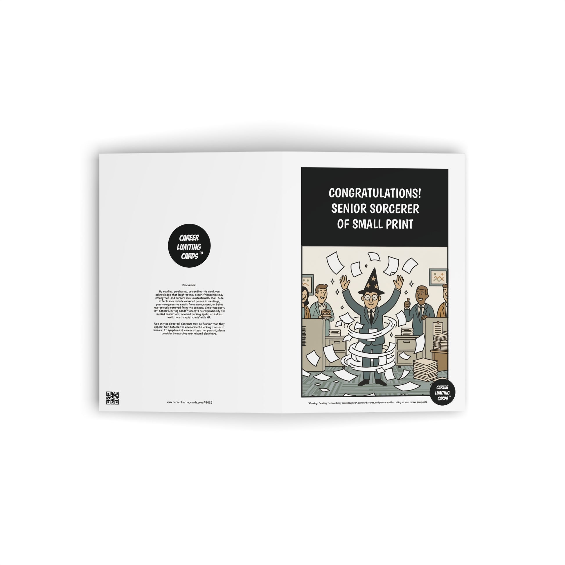 Greeting card with a cartoon design and text on a white background